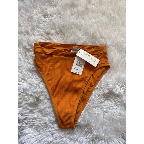 L Space Frenchi High Waist Bitsy Cut Bikini Bottom Mandarin Womens Sze Large NWT - Picture 2 of 4